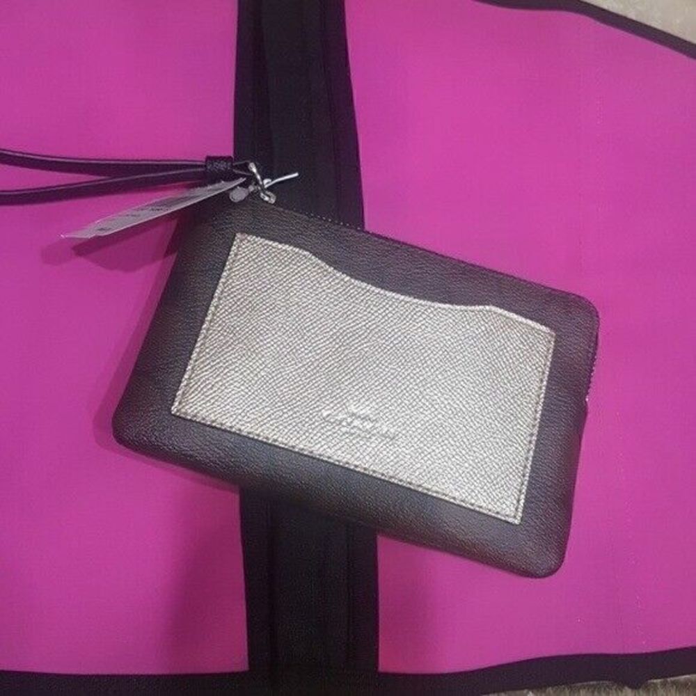 COACH Gold & Brown Monogram Wristlet‎